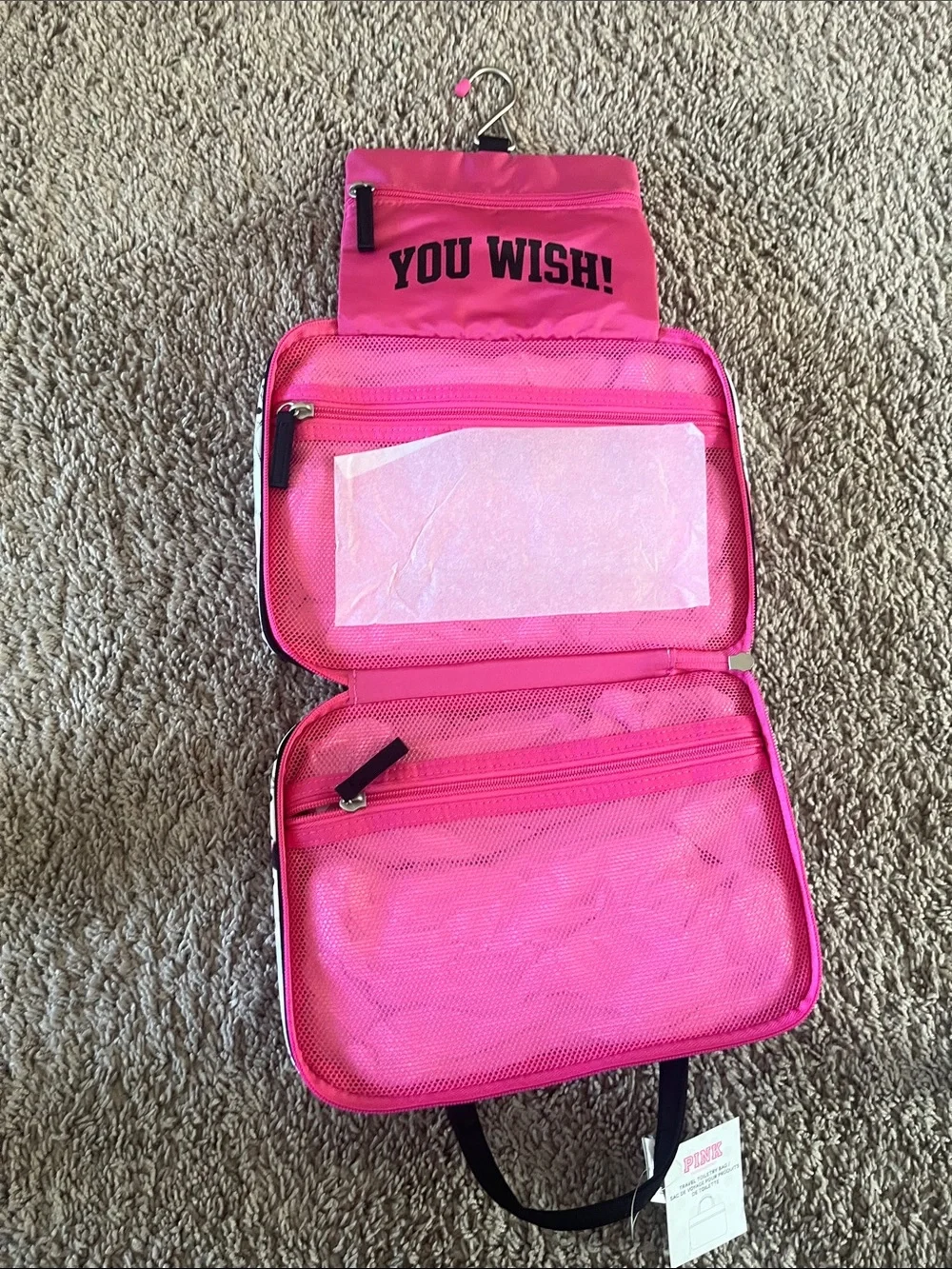 Pink Patterned Cosmetic Travel Bag by